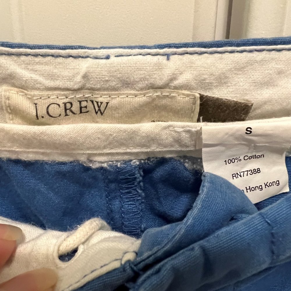 J. Crew Blue Distressed casual cotton ankle cropped pants - Picture 3 of 6